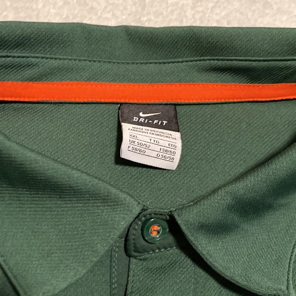 Nike Dri-Fit University of Miami Hurricanes green polyester polo shirt Size XXL - Picture 4 of 5